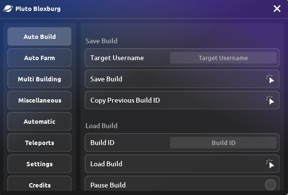 Pluto Hub Bloxburg Script Preview